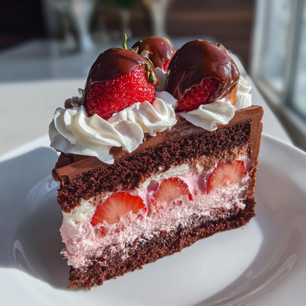 Chocolate-Dipped Strawberry Mousse Cake - detail 1