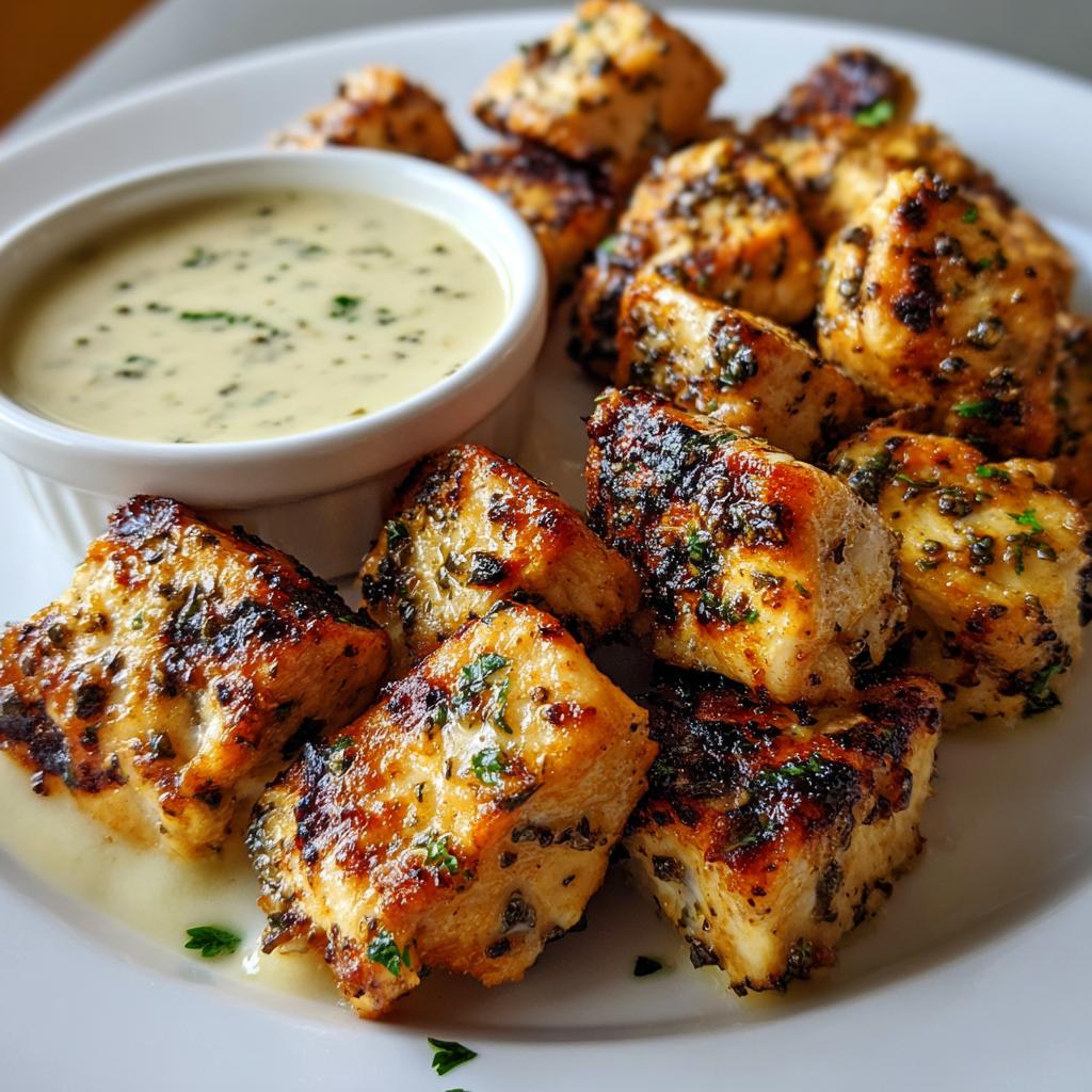 Delicious Grilled Chicken Bites with Creamy Garlic Sauce - detail 1