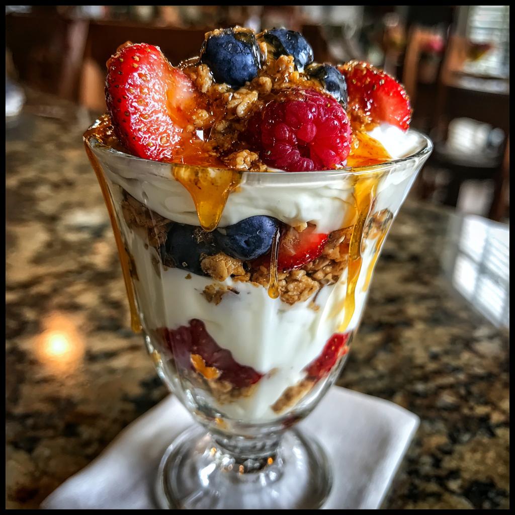 Greek Yogurt Parfait with Granola and Honey - detail 1