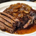 Juicy 3-Hour Tender Beef Brisket with Aromatic Balsamic Onion Sauce