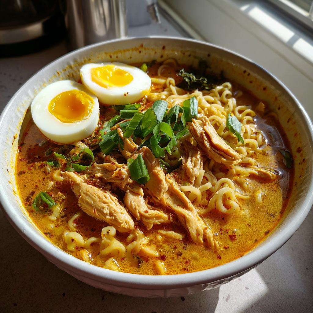 25-Minute Spicy Chicken Ramen Bowl with Creamy Sauce Bliss