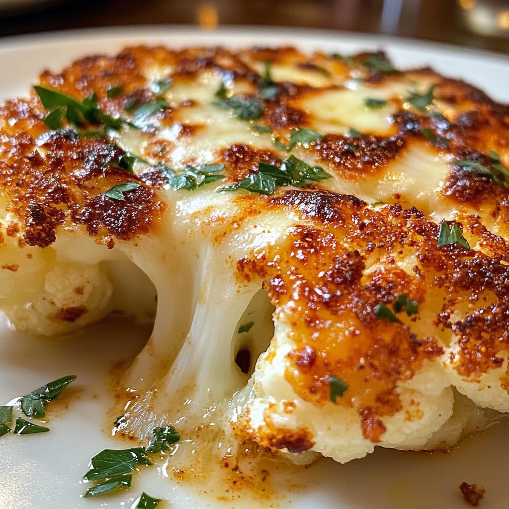 Baked Cauliflower Steaks with Mozzarella