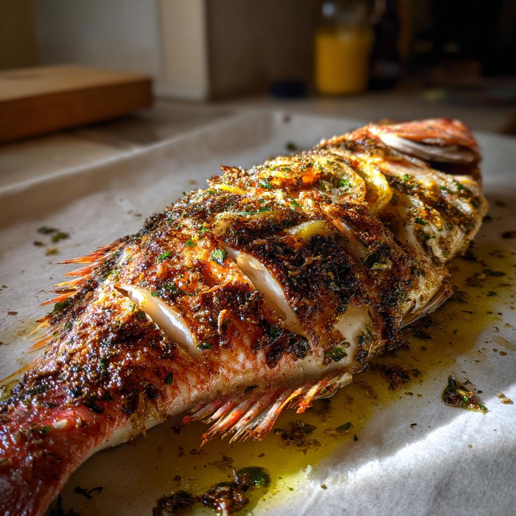 Baked Red Snapper with Garlic and Herbs: Mediterranean Delight - detail 1