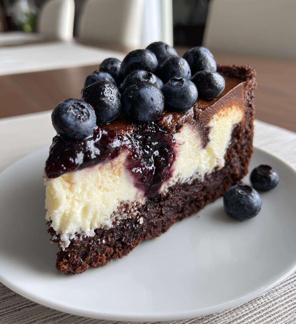 Decadent Blueberry Brownie Cheesecake in 5 Easy Steps