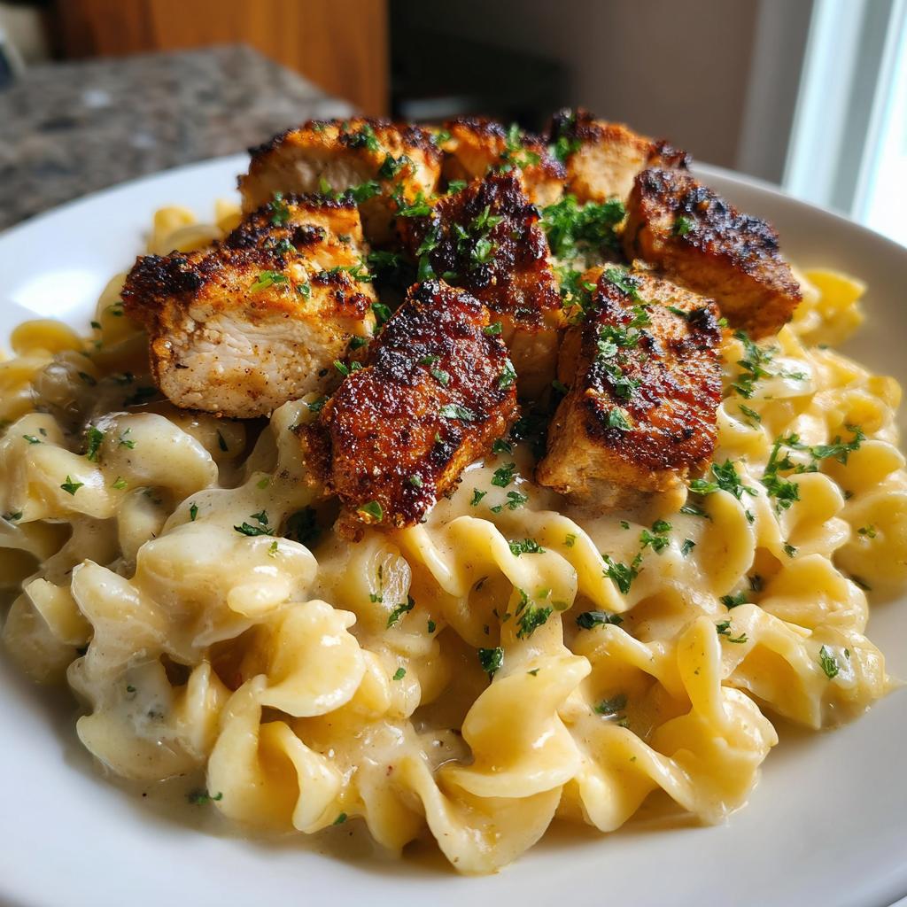 Cajun Chicken Bites with Creamy Garlic Herb Alfredo Twists