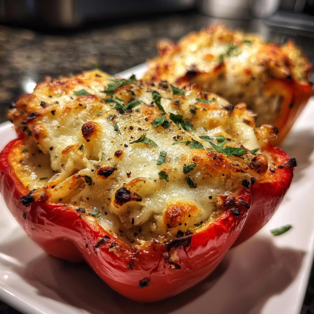 Cheesy Chicken Alfredo Stuffed Peppers