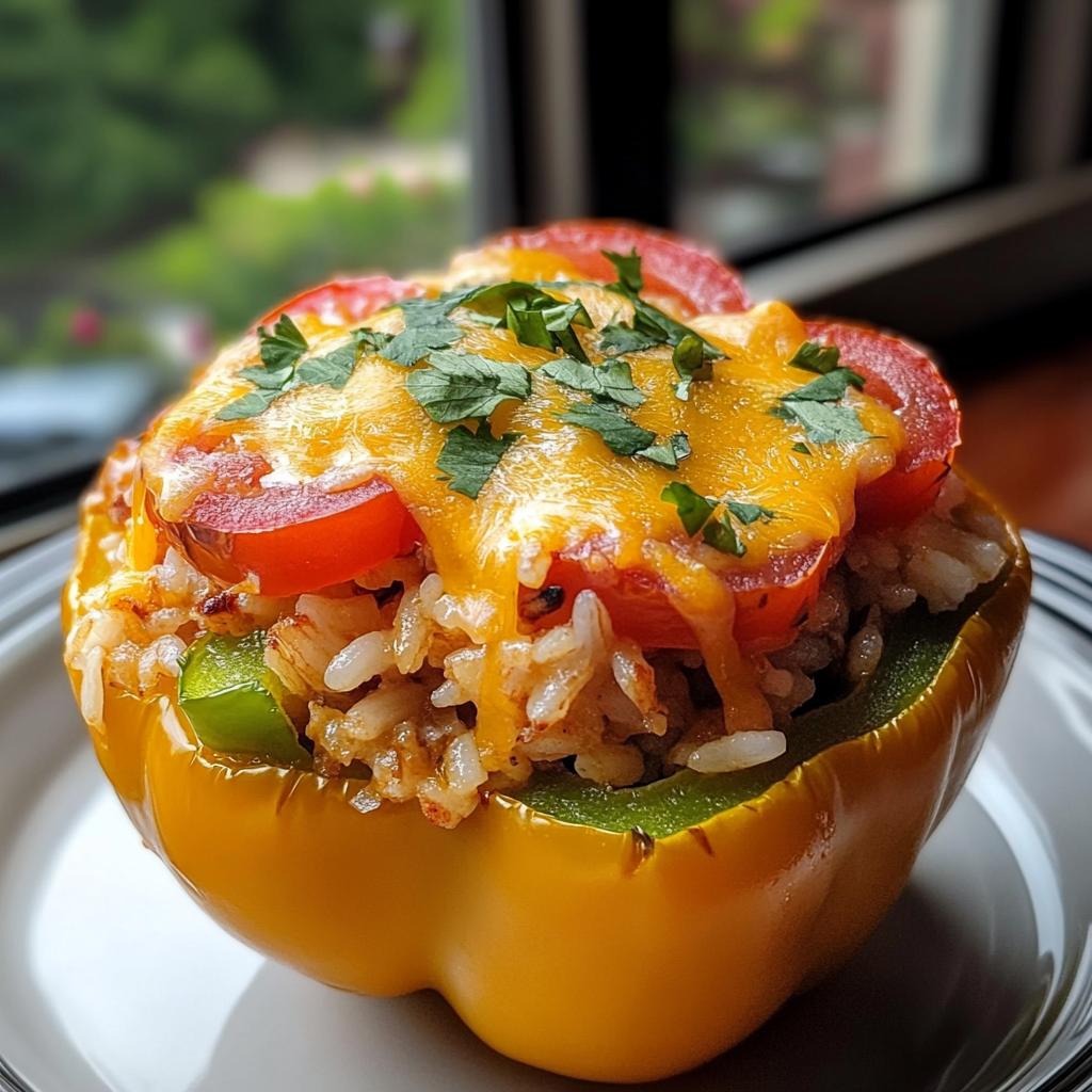 Cheesy Chicken Stuffed Peppers with Rice - detail 1