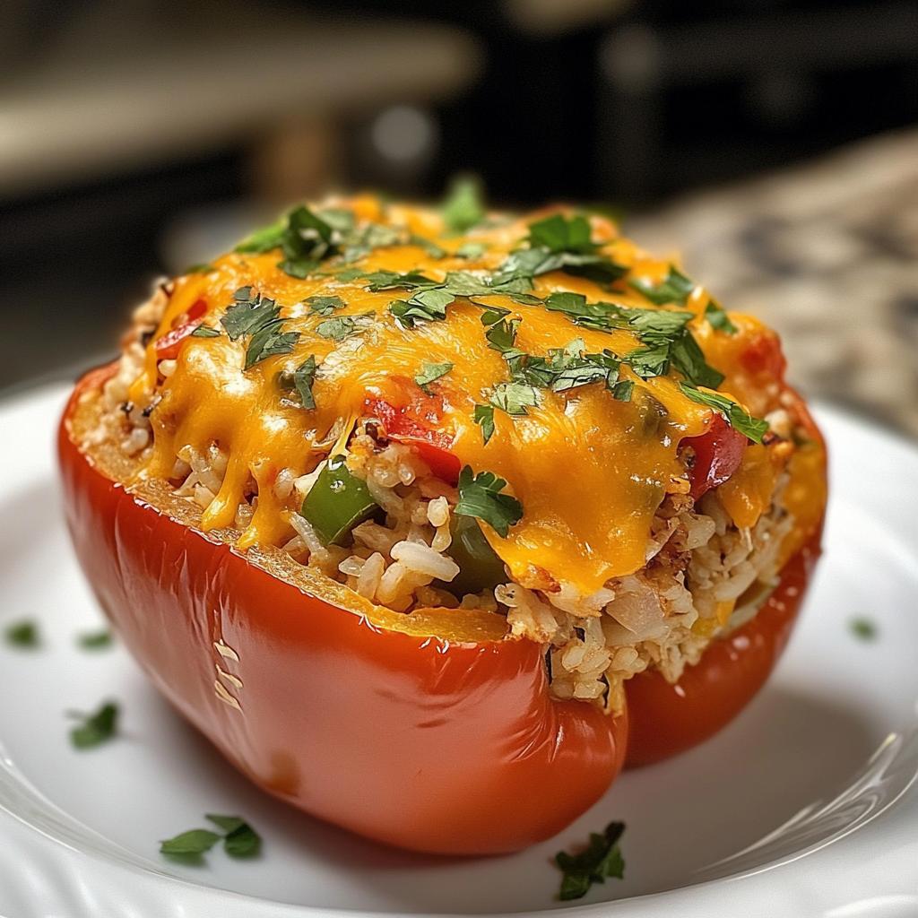 Cheesy Chicken Stuffed Peppers with Rice