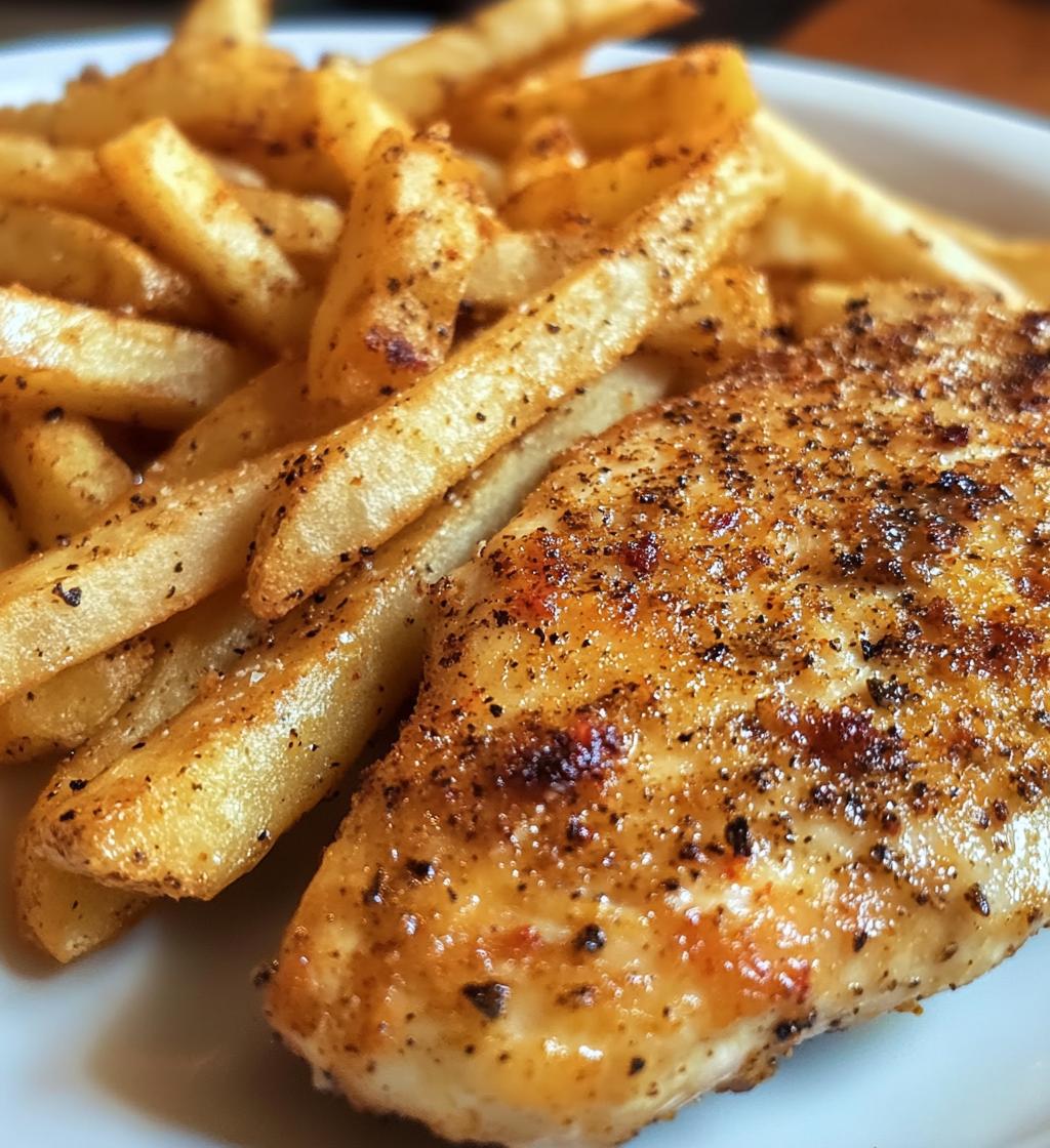 Chicken Fillet in Spicy, Creamy Garlic-Parmesan Sauce with Fries