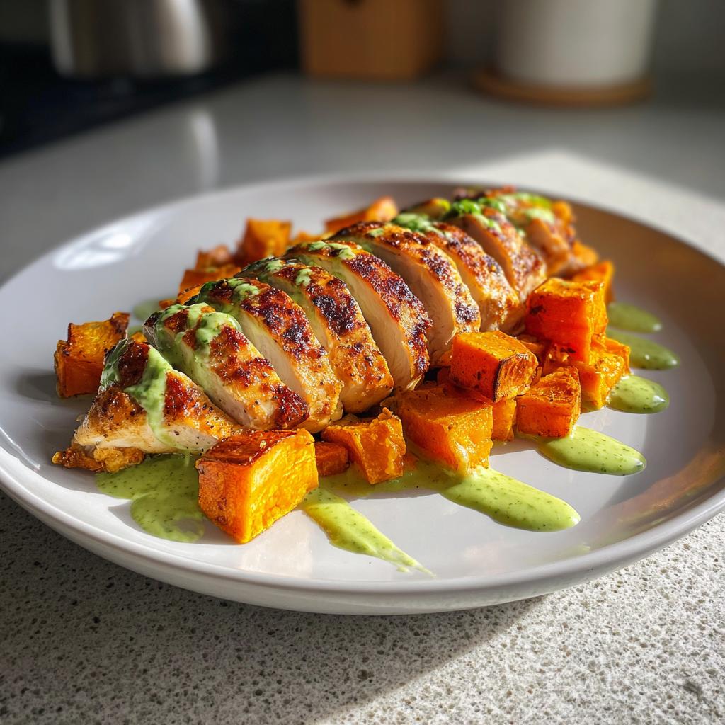 Chicken with Sweet Potatoes and Avocado Sauce
