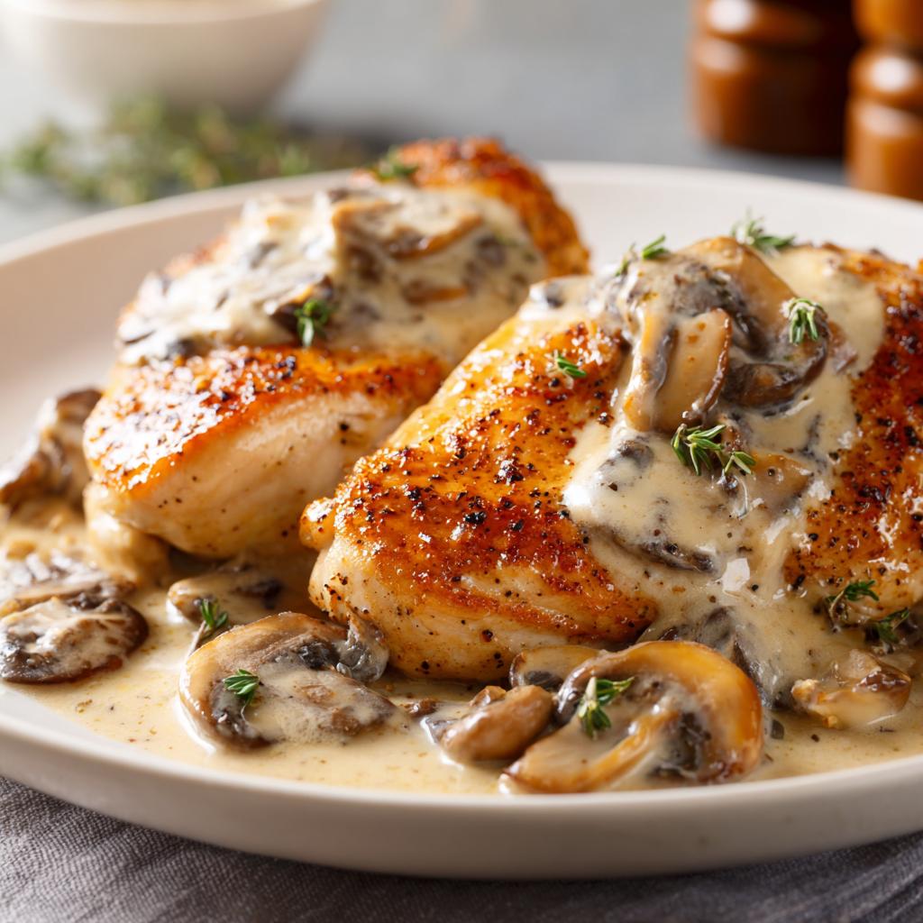 Chicken with creamy mushroom sauce - detail 1