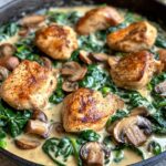 Creamy Chicken Mushroom Spinach Skillet (Easy & Delicious)
