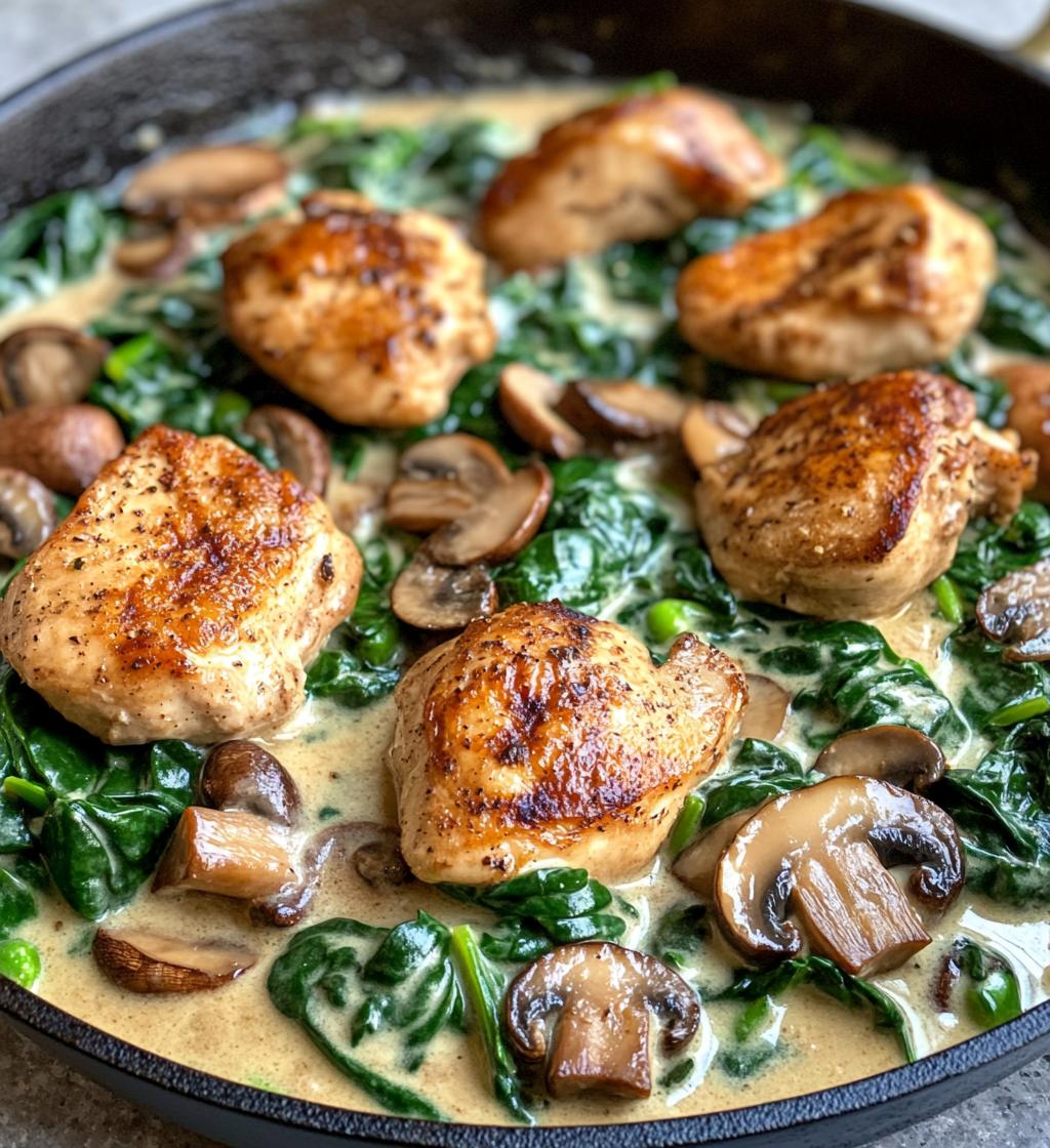 25-Minute Creamy Chicken Mushroom Spinach Skillet Perfection
