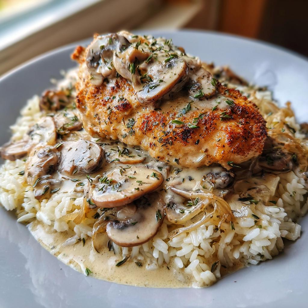 Creamy Mushroom Chicken with Herb Rice