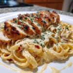 Creamy garlic chicken and Parmesan pasta