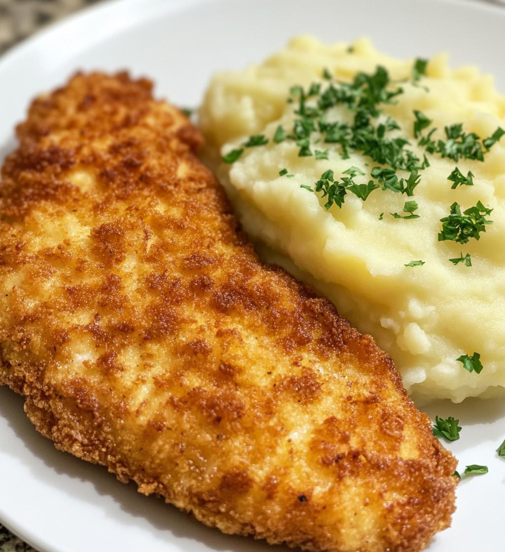 Crispy Chicken Cutlets with Cheesy Mashed Potatoes