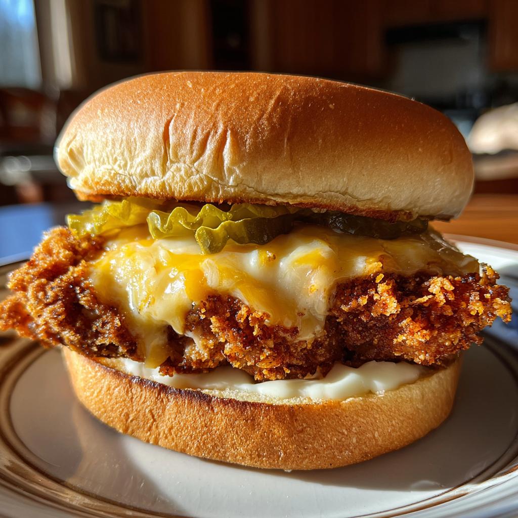 Crispy Chicken Sandwich with Cheese & Pickles - detail 1