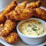 Crispy Fried Chicken Strips with Cheesy Dip