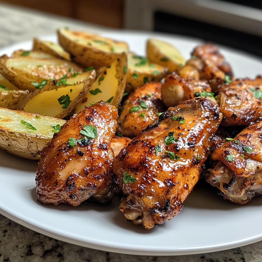 Garlic Butter Chicken Wings with Potato Wedges - detail 1