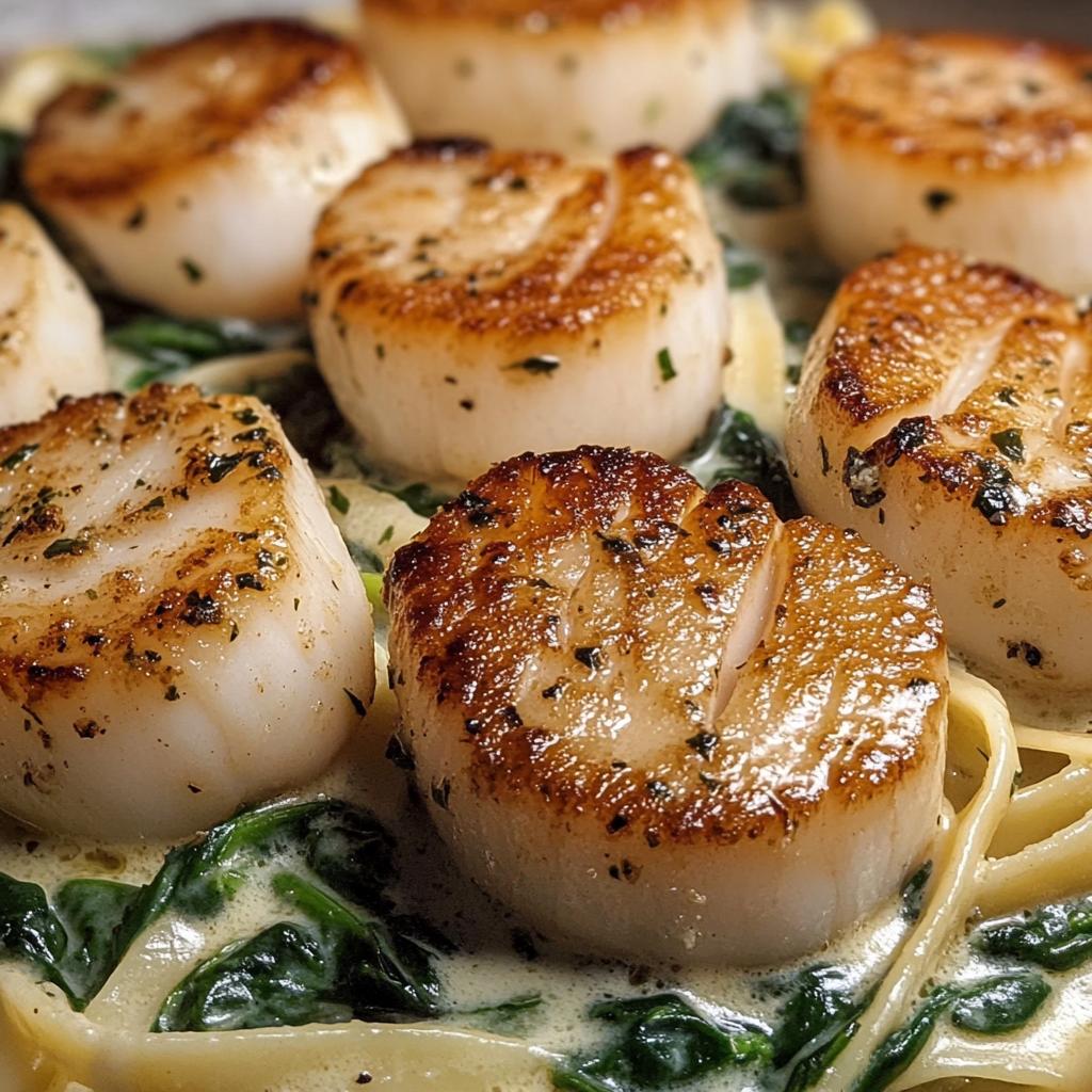 25-Minute Garlic Butter Scallops with Spinach Alfredo Tagliatelle Perfection