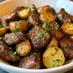 Garlic Butter Steak Bites and Potatoes