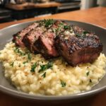 Garlic Butter Steak with Cheesy Risotto