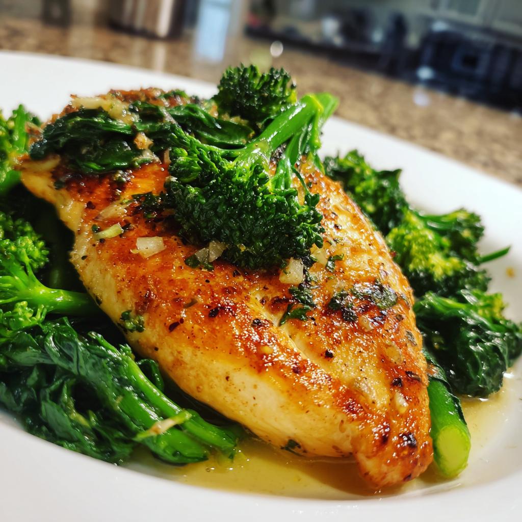 Garlic chicken with broccoli and spinach - detail 1