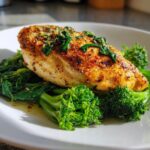 Garlic chicken with broccoli and spinach