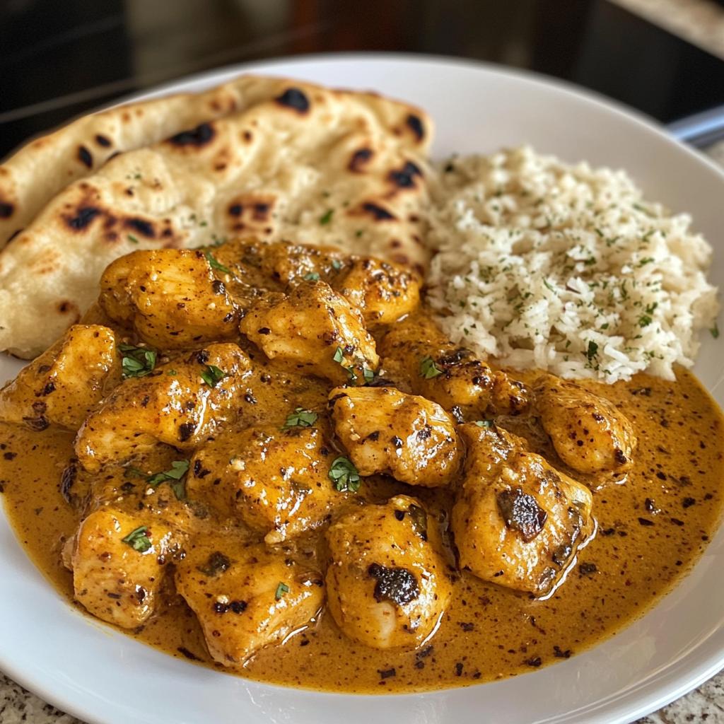Golden Butter Chicken with Garlic Flatbread in Just 30 Minutes