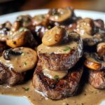 Grilled Steak Bites with Creamy Mushroom Sauce