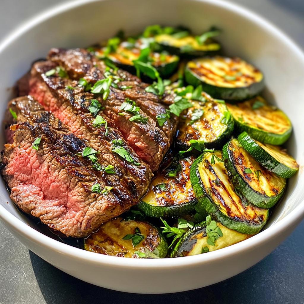 25-Minute Juicy Grilled Steak Bowl with Zucchini – Unbeatable!