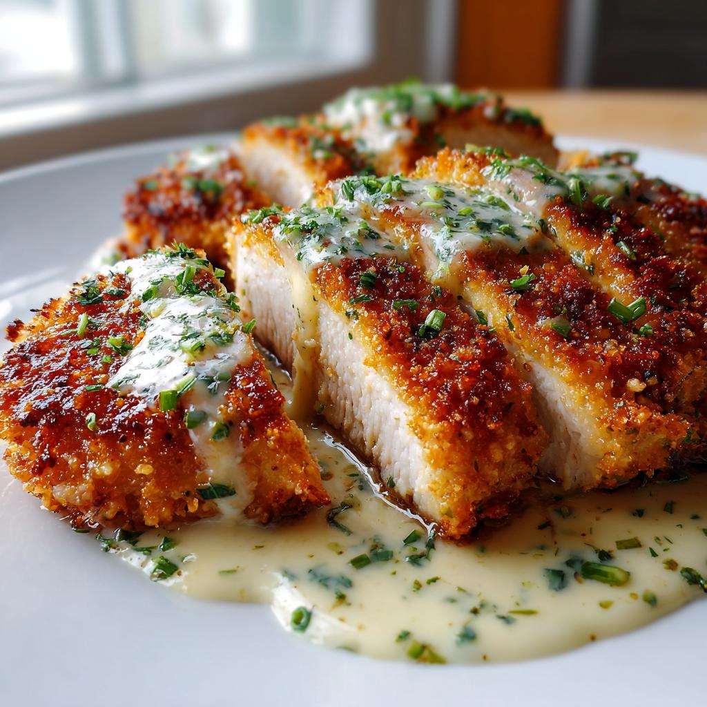 How To Make Parmesan Crusted Chicken with Creamy Garlic Sauce