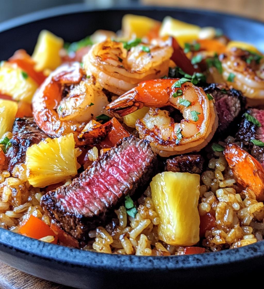 Jerk Steak and Shrimp over Tropical Pilaf Rice - detail 1