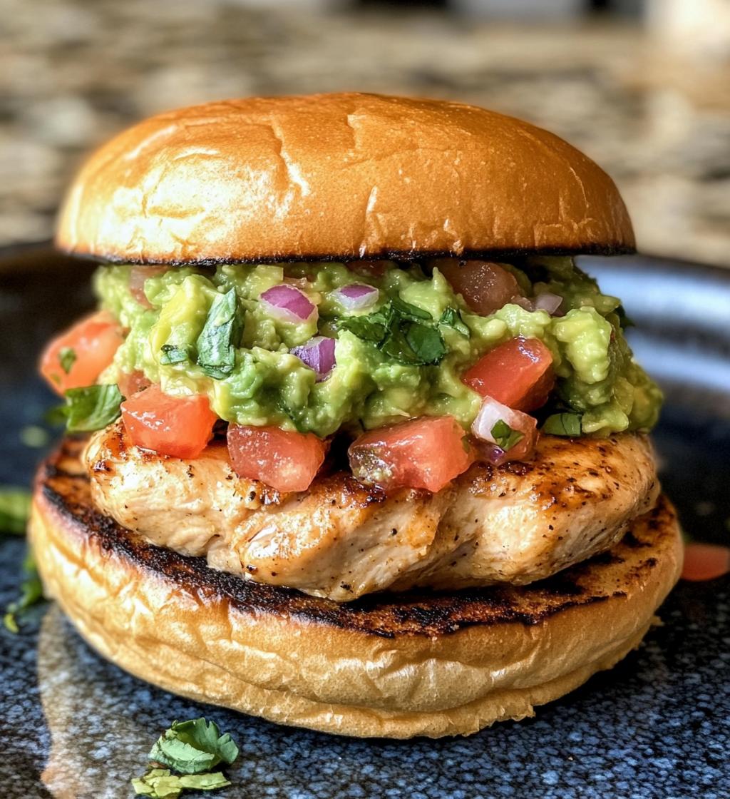 Juicy Chicken Burgers with Guacamole