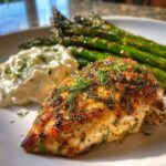 Lemon Dill Chicken with Roasted Asparagus & Whipped Feta
