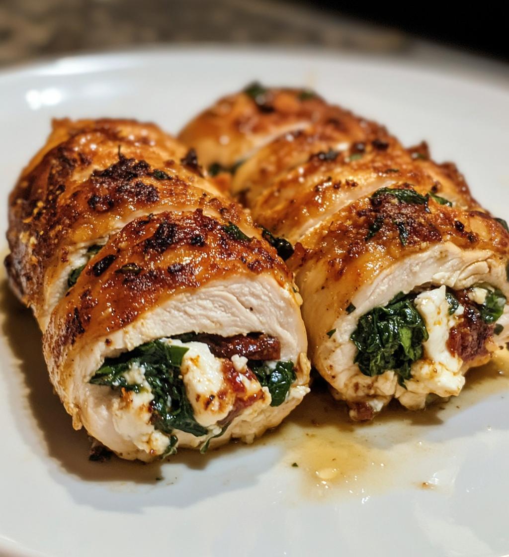 Rolled Up Chicken with Feta, Spinach, and Sun-Dried Tomatoes - detail 1