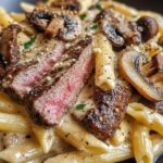 Sirloin Steak Pasta with Mushrooms and Dijon Mustard