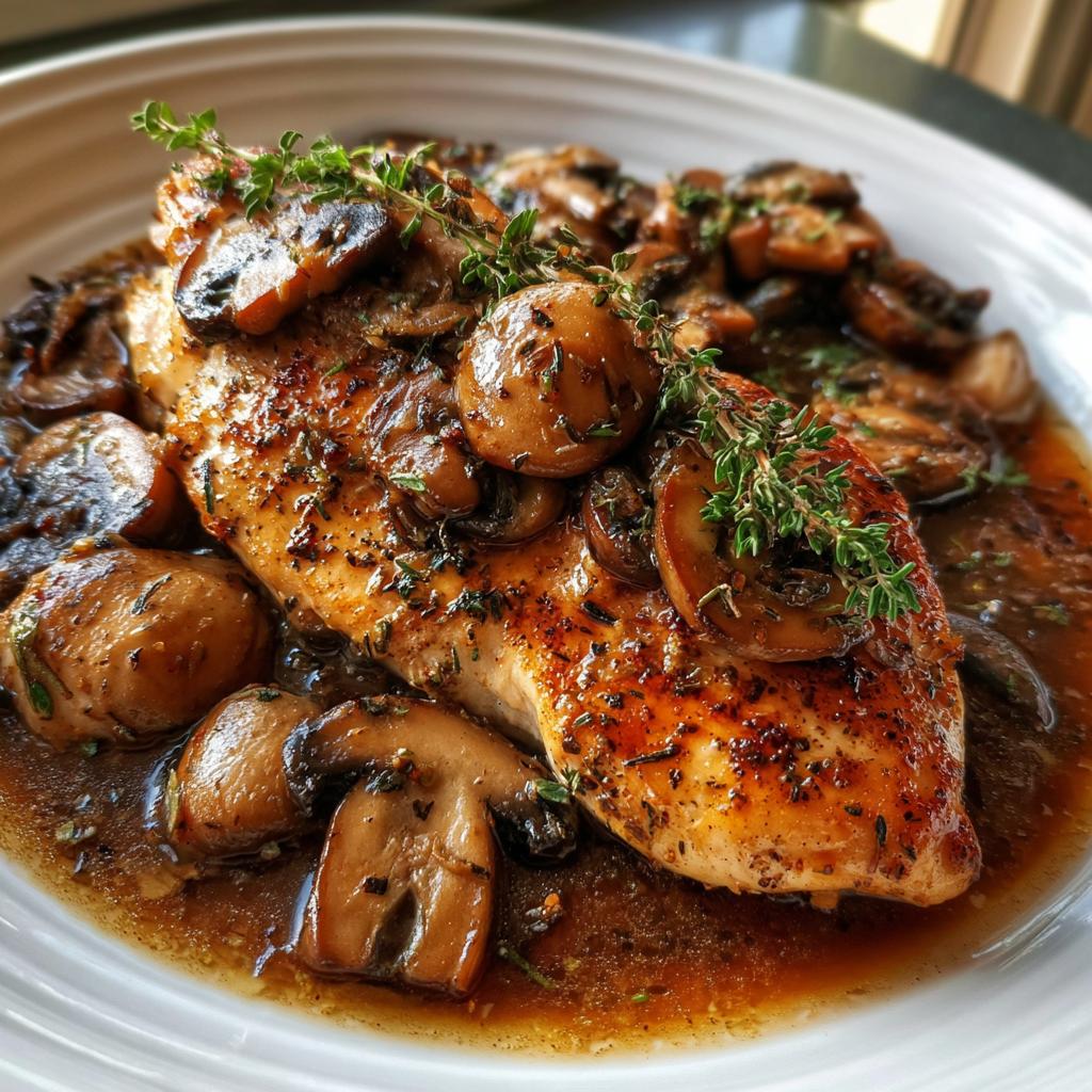 Skillet Chicken and Mushroom Wine Sauce