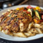 Spicy Cajun Chicken with Creamy Alfredo Penne & Roasted Veggies