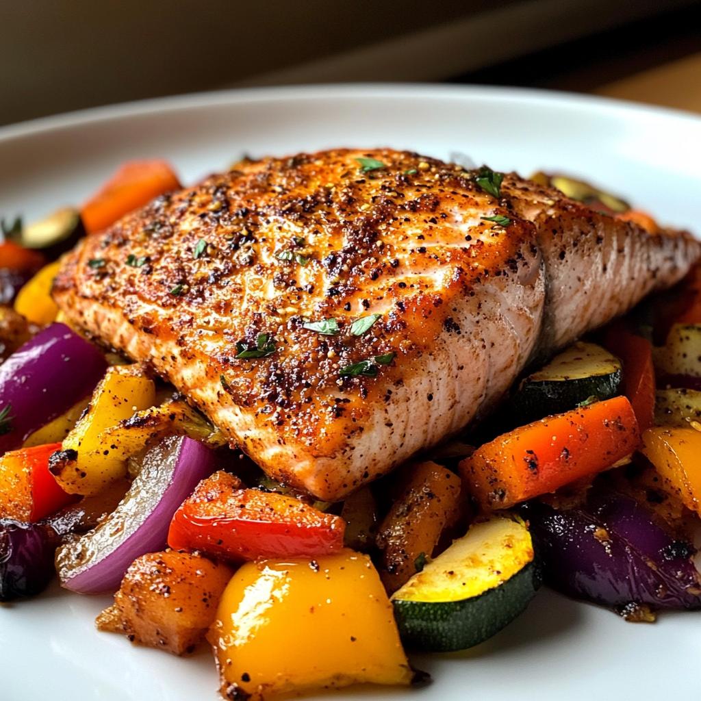 “Delicious Spicy Cajun Salmon with Roasted Veggies in 30 Minutes”