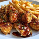 Spicy Honey Garlic Chicken Bites with Fries