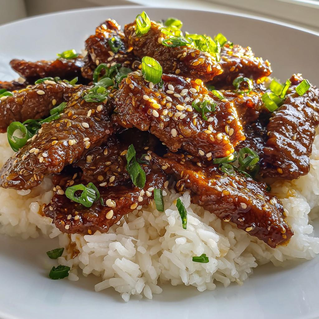 Sticky Sesame Beef with Jasmine Rice
