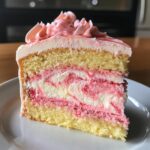 Strawberry Swirl Vanilla Cream Cake with Whipped Mascarpone Frostin