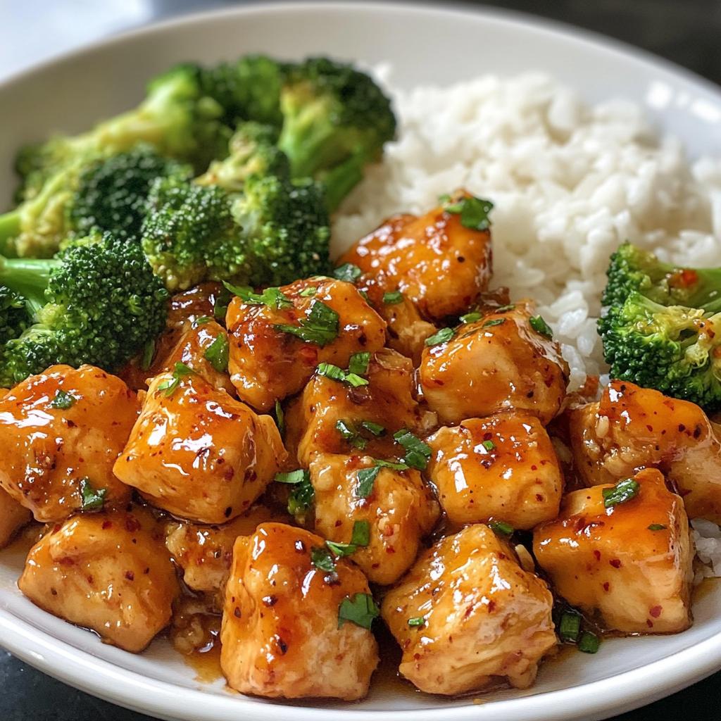 Sweet Chili Chicken with Rice & Broccoli