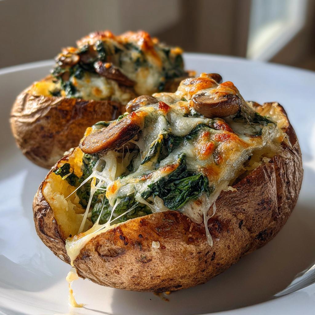 Best Mushroom Stuffed Potatoes with Spinach &amp; Cheese Perfection