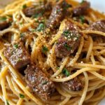Creamy Cajun Garlic Butter Spaghetti with Beef Strips