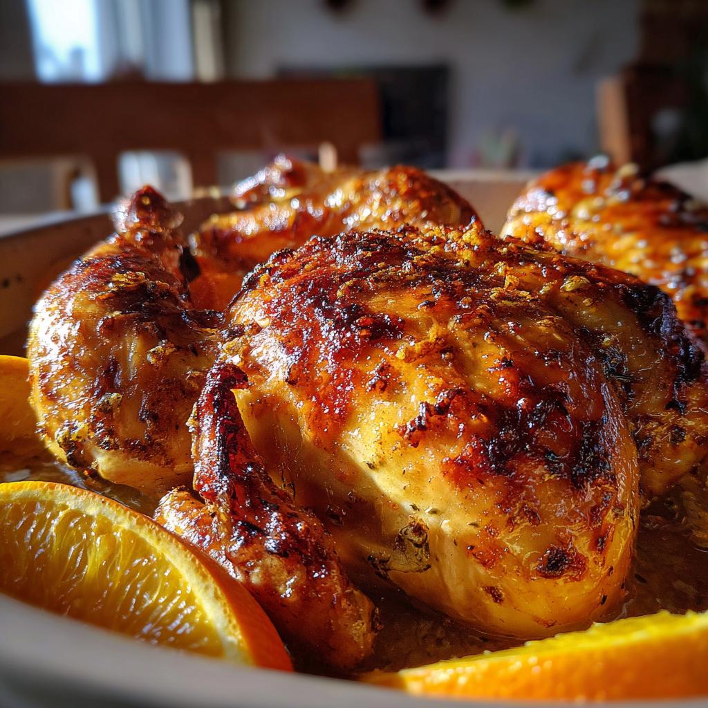 Geroosterde kip met sinaasappel en honing