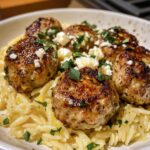 Greek Chicken Meatballs with Lemon Orzo