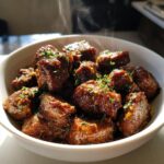 High Protein Slow Cooker Garlic Butter Beef Bites - Easy Dinner Recipe!