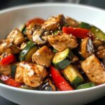 Kip en groenten uit de wok met knoflooksaus